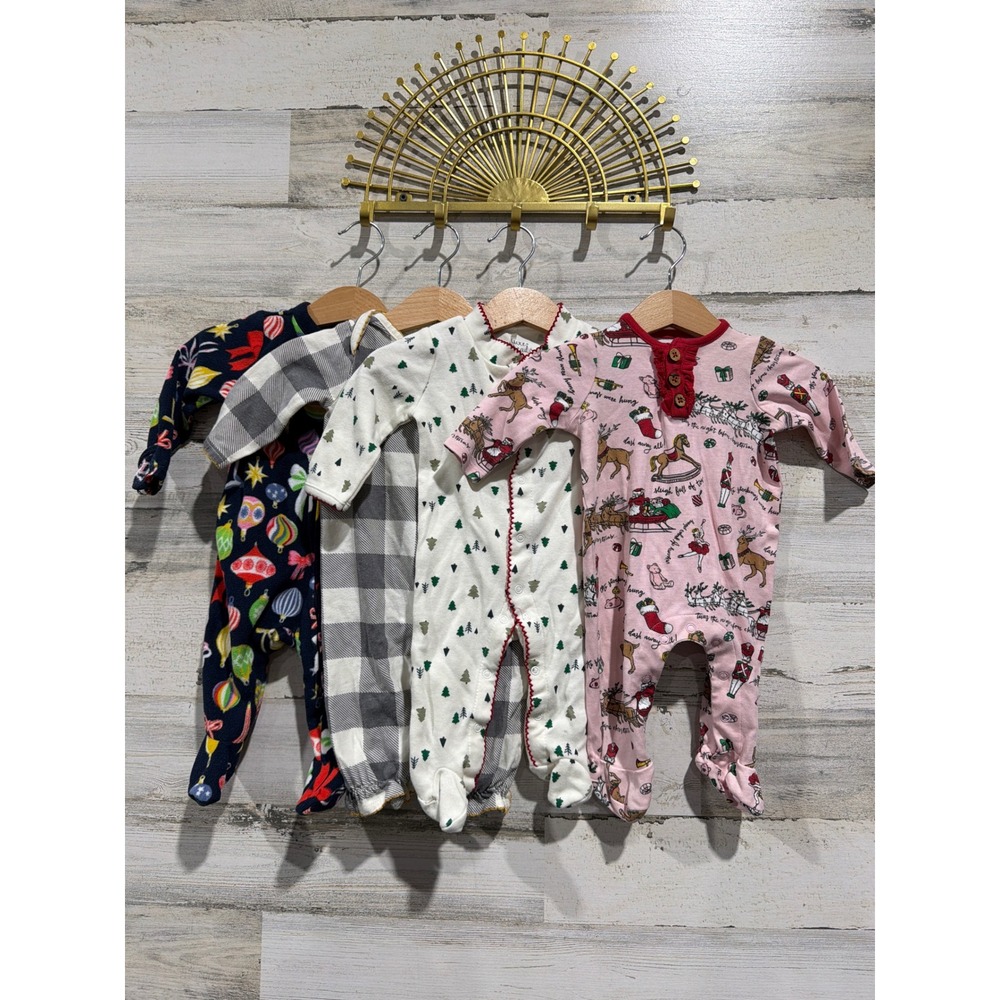 Mud Pie Old Navy‎ Luxe Threads Holiday Sleepers Girls 0-3M Christmas Bundle